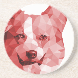 Dessous De Verre En Grès Bas poly art de corgi en rouge