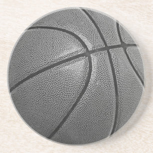 Dessous De Verre En Grès Basket-ball en niveaux de gris