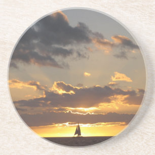 Dessous De Verre En Grès Bateau à voile au coucher du soleil