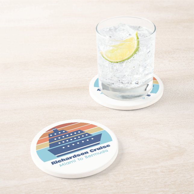 Dessous De Verre En Grès Bateau de croisière sur mesure Famille Voyage Suns (Côté)