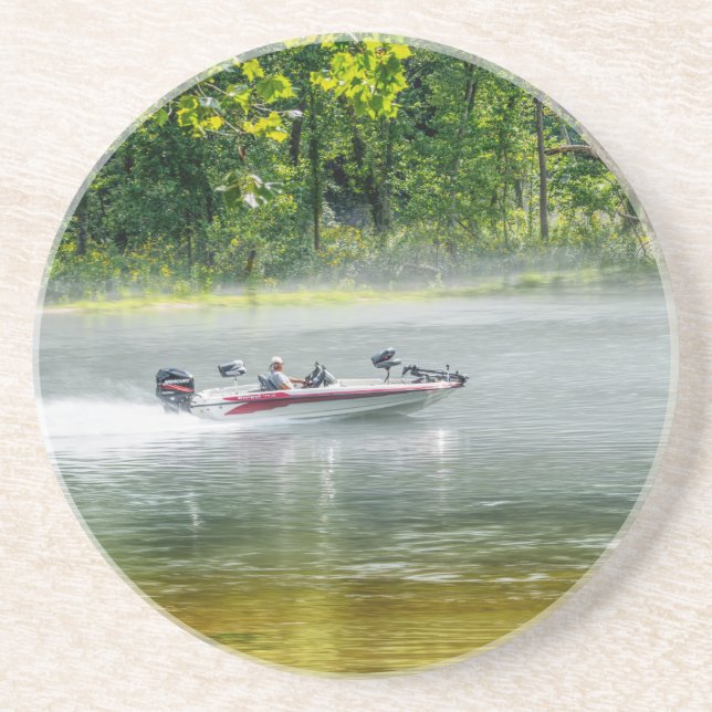 Dessous De Verre En Grès Bateau De Pêche En Déplacement (Devant)