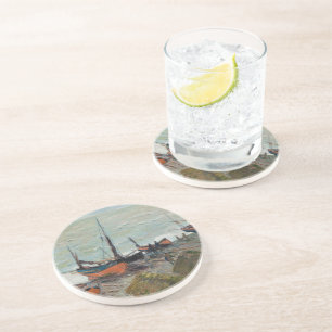 Dessous De Verre En Grès Bateaux de pêche Claude Monet vintages