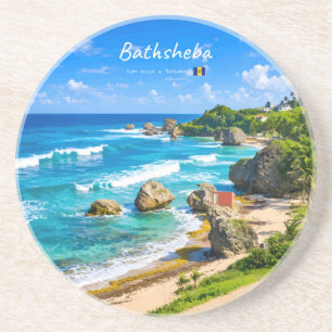 Dessous De Verre En Grès Bathsheba, Barbade - Côte de plage tropicale