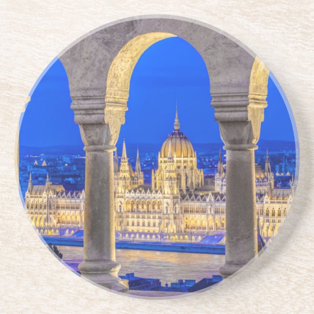Dessous De Verre En Grès Bâtiment du Parlement hongrois au crépuscule (Devant)