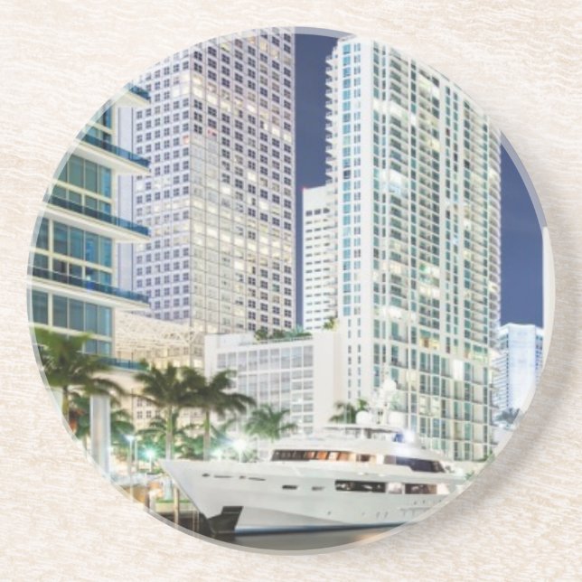 Dessous De Verre En Grès Bâtiments le long de la rivière Riverwalk de Miami (Devant)