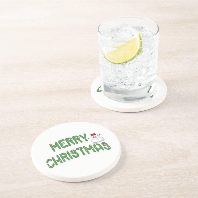 Dessous De Verre En Grès Bâton de bonbons de Noël (Côté)