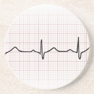 Dessous De Verre En Grès Battement de coeur d'ECG sur le papier de