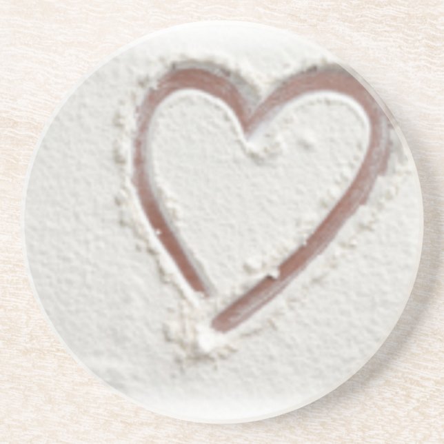 Dessous De Verre En Grès Beach Sand Heart Valentine (Devant)