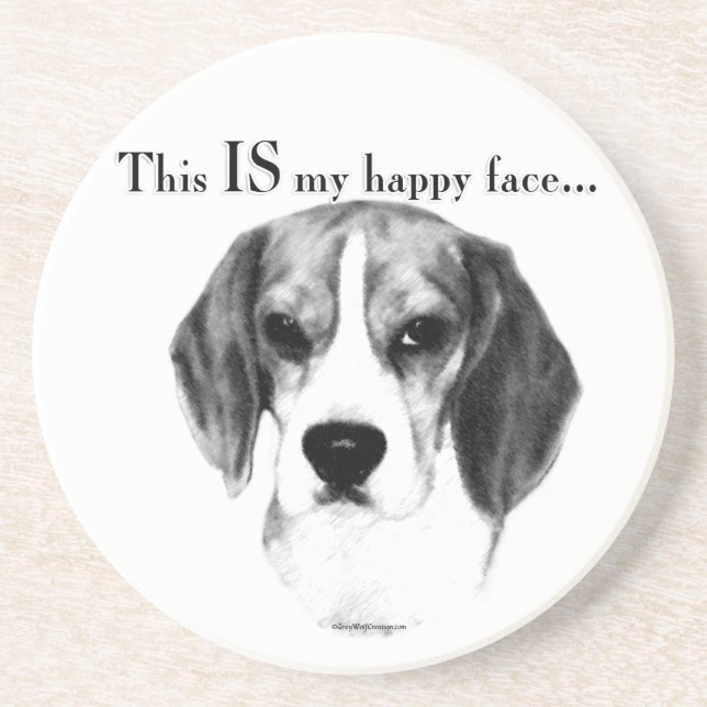 Dessous De Verre En Grès Beagle Joyeux Visage; Joyeux Beagle; Beagle grinch (Devant)