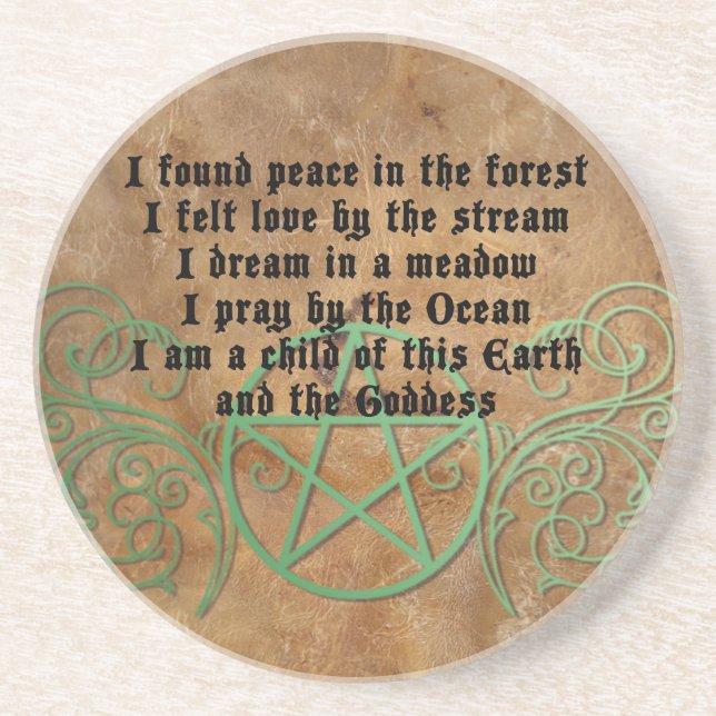 Dessous De Verre En Grès Beau poème Wiccan (Devant)