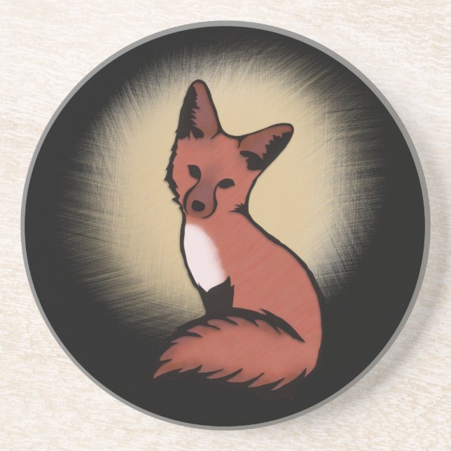 Dessous De Verre En Grès Beau Renard Rouge (Devant)
