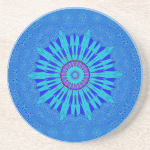 Dessous De Verre En Grès Beau Royal Blue Mandala Art Imprimer