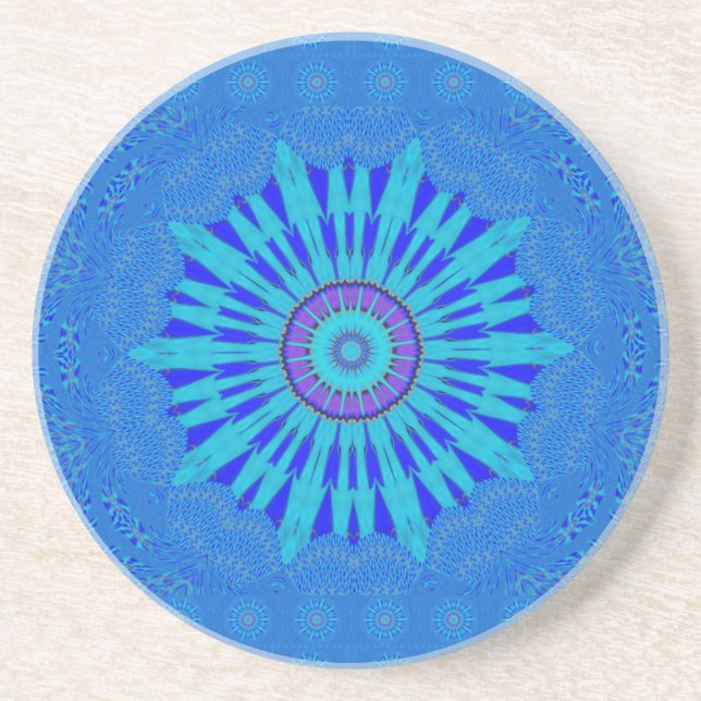 Dessous De Verre En Grès Beau Royal Blue Mandala Art Imprimer (Devant)