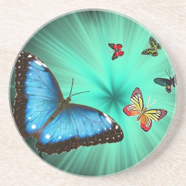 Dessous De Verre En Grès Beau voyage de papillon (Devant)