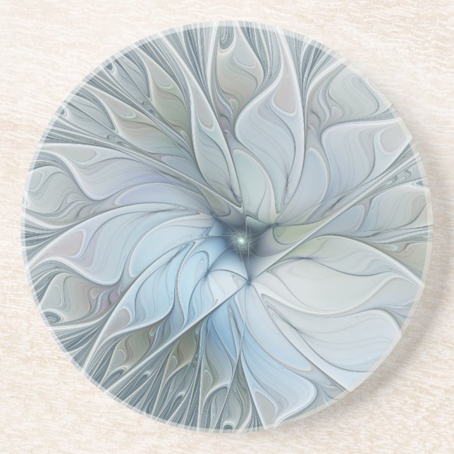 Dessous De Verre En Grès Beauté Élégante Art Abstrait Moderne Fleur Fractal (Devant)