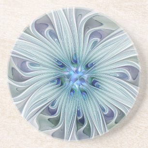 Dessous De Verre En Grès Beauté florale Abstraite moderne Blue Pastel Flowe