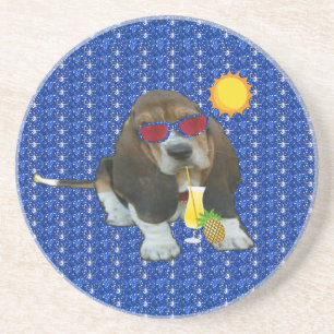 Dessous De Verre En Grès Bébé Basset Hound Coaster Temps d'Été