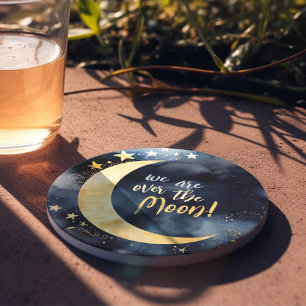 Dessous De Verre En Grès Bébé Céleste Fête de Naissance Étoiles Espace Lune