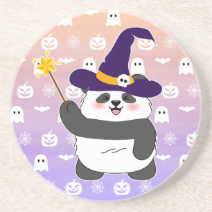 Dessous De Verre En Grès Bébé mignon de Halloween Panda sorcière magique