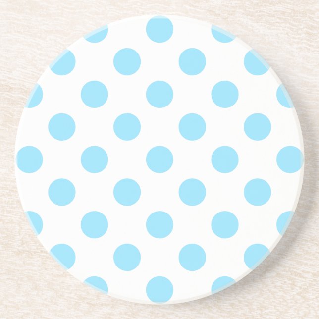 Dessous De Verre En Grès Bébé pois bleu et blanc (Devant)