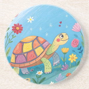 Dessous De Verre En Grès Bébé Tortue Dessinée