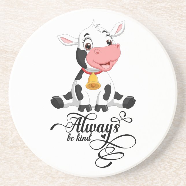 Dessous De Verre En Grès Bébé vache toujours être gentil (Devant)