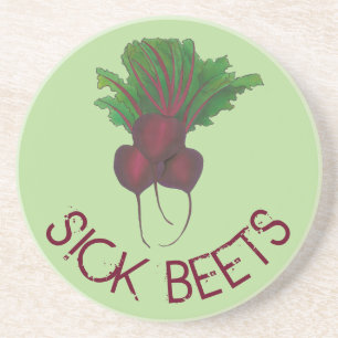 Dessous De Verre En Grès Beets Malades (Beats) Beet Rouge Végétarien Drôle