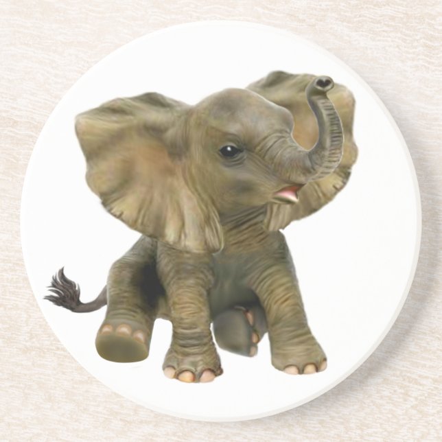 Dessous De Verre En Grès Bel éléphant africain de bébé (Devant)
