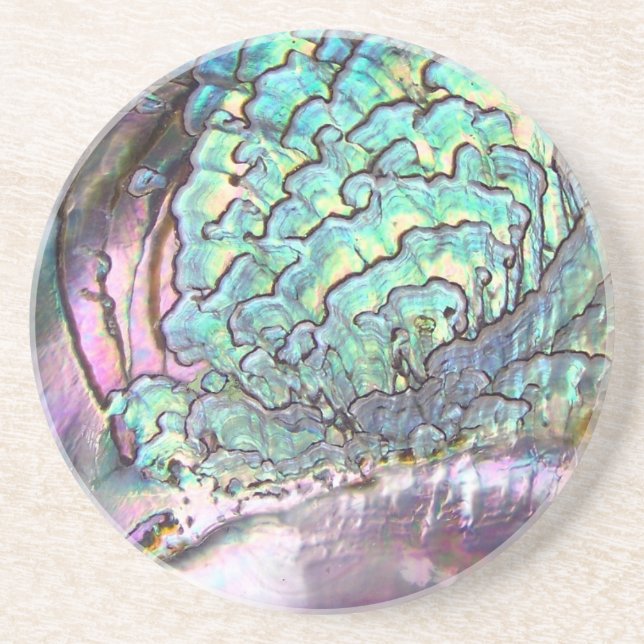 Dessous De Verre En Grès Bel ormeau naturel iridescent personnalisé (Devant)