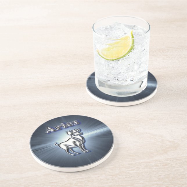 Dessous De Verre En Grès Bélier de chrome (Côté)