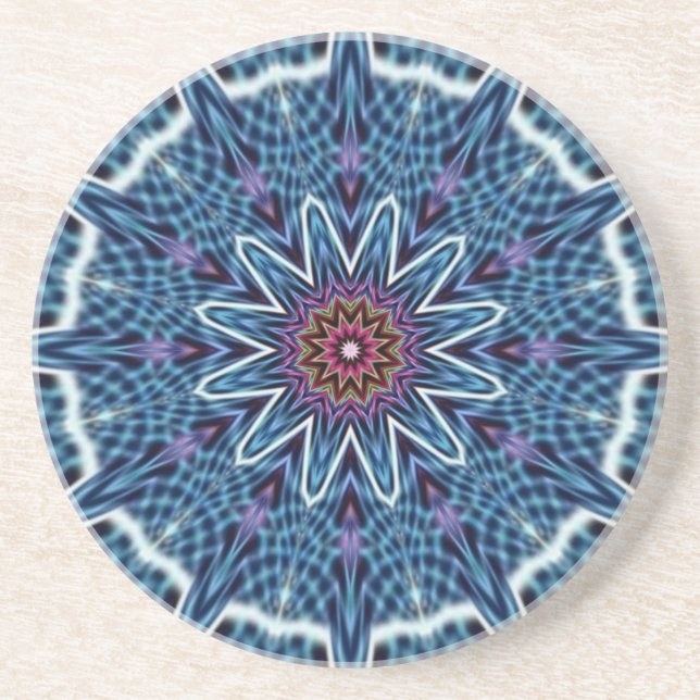 Dessous De Verre En Grès Belle conception de mandala unique (Devant)