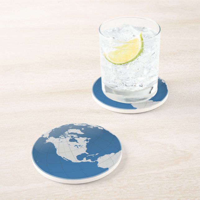 Dessous De Verre En Grès Belle et unique Terre et globe (Côté)