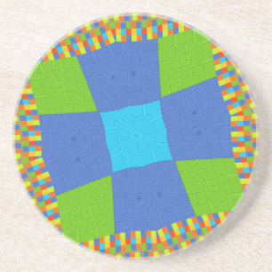 Dessous De Verre En Grès Belle Extraordinaire Vert Bleu Cyan Art Design d'i