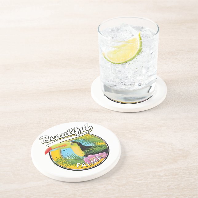 Dessous De Verre En Grès Belle Palma, logo toucan  (Côté)
