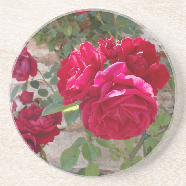 Dessous De Verre En Grès Belle Rose rouge (Devant)