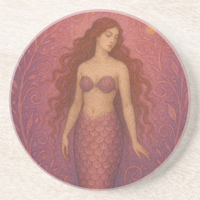 Dessous De Verre En Grès Belle Sirène Magique  (Devant)