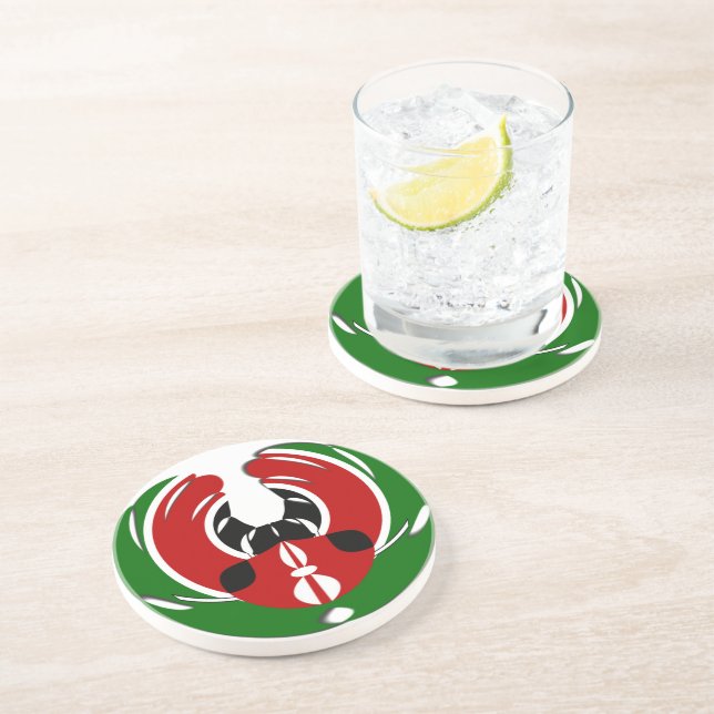 Dessous De Verre En Grès Belle Tapisserie kenyane : Drapeau kényan Papillon (Côté)