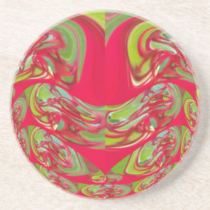Dessous De Verre En Grès Belle texture rouge et verte Couleur Art Abstrait