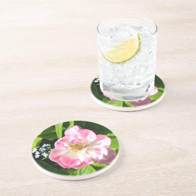 Dessous De Verre En Grès Belle tulipe rose (Côté)