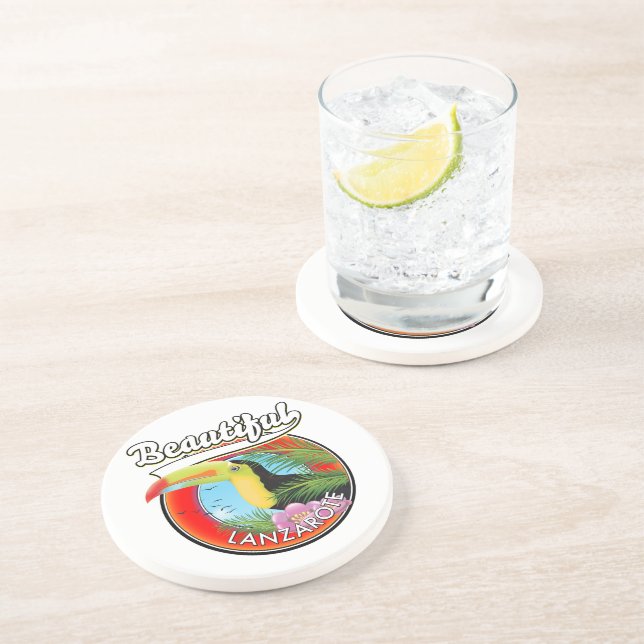 Dessous De Verre En Grès Belle zone de voyage de Lanzarote. (Côté)