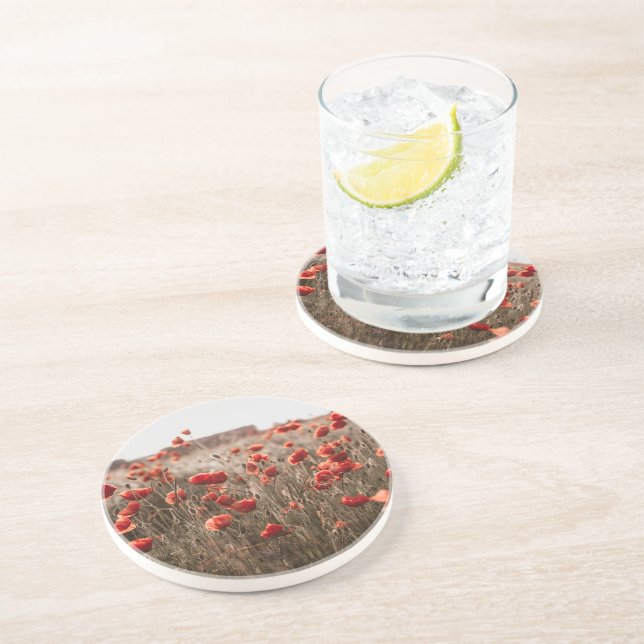 Dessous De Verre En Grès belles fleurs de coquelicot (Côté)
