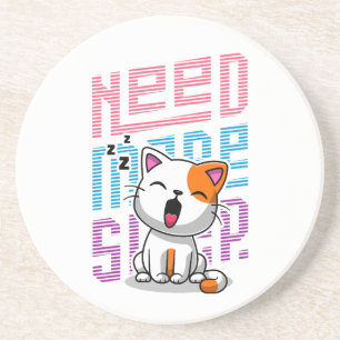 Dessous De Verre En Grès Besoin de plus de sommeil Funny Cat expression d