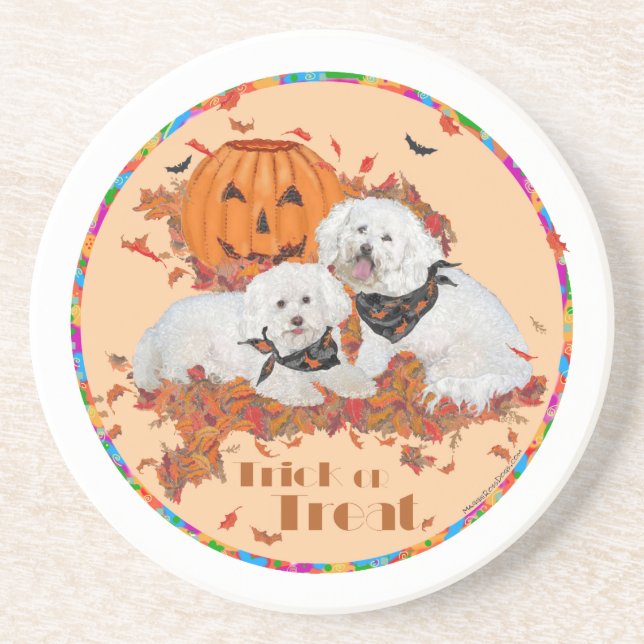 Dessous De Verre En Grès Bichon Frise Halloween (Devant)