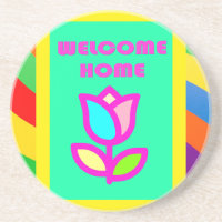 BIENVENUE À LA MAISON AVEC STRIPES ET MOTIF FLEURI