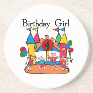 Dessous De Verre En Grès Big Bounce Girl 4th Birthday T-shirts et cadeaux