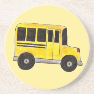 Dessous De Verre En Grès Big Yellow School Bus Education Enseignant Bus Con