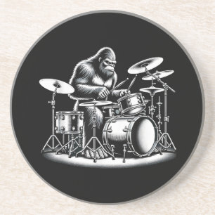 Dessous De Verre En Grès Bigfoot Drummer Sasquatch Jouer Drums Musicien B