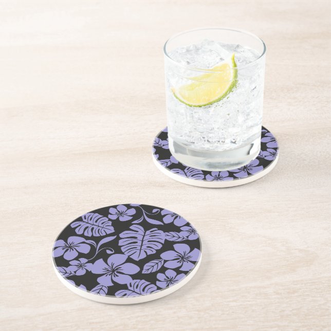 DESSOUS DE VERRE EN GRÈS BIKINI ROSE (NOIR//LAVENDER) (Côté)