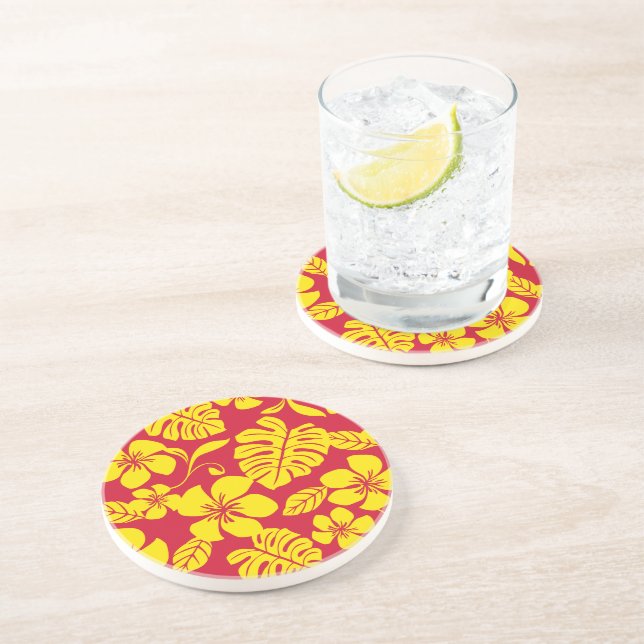 DESSOUS DE VERRE EN GRÈS BIKINI ROSE (ROUGE/OR) (Côté)