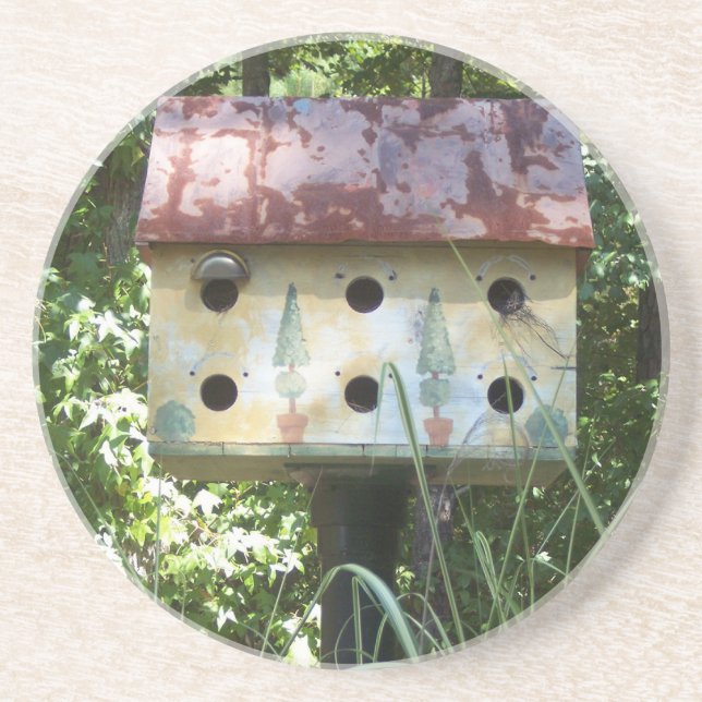 Dessous De Verre En Grès Birdhouse au soleil (Devant)